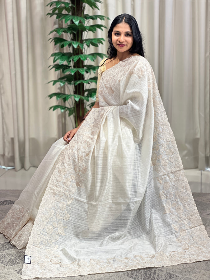 Machine Embroidery Geecha Tussar Saree | BLD1127