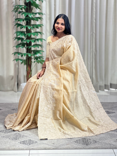 Machine Embroidery Geecha Tussar Saree | BLD1125