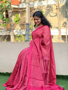 Screen Printed Muga Tussar Saree | YNG148