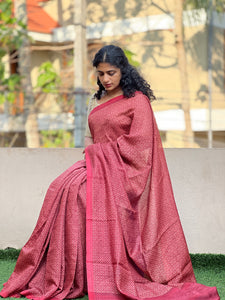 Screen Printed Muga Tussar Saree | YNG148