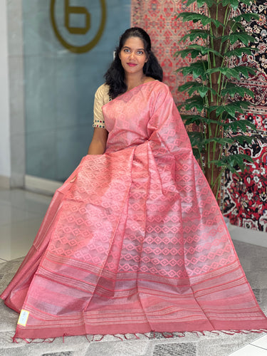 Self Weaving Geometric Patterned Tussar Saree | PNS208