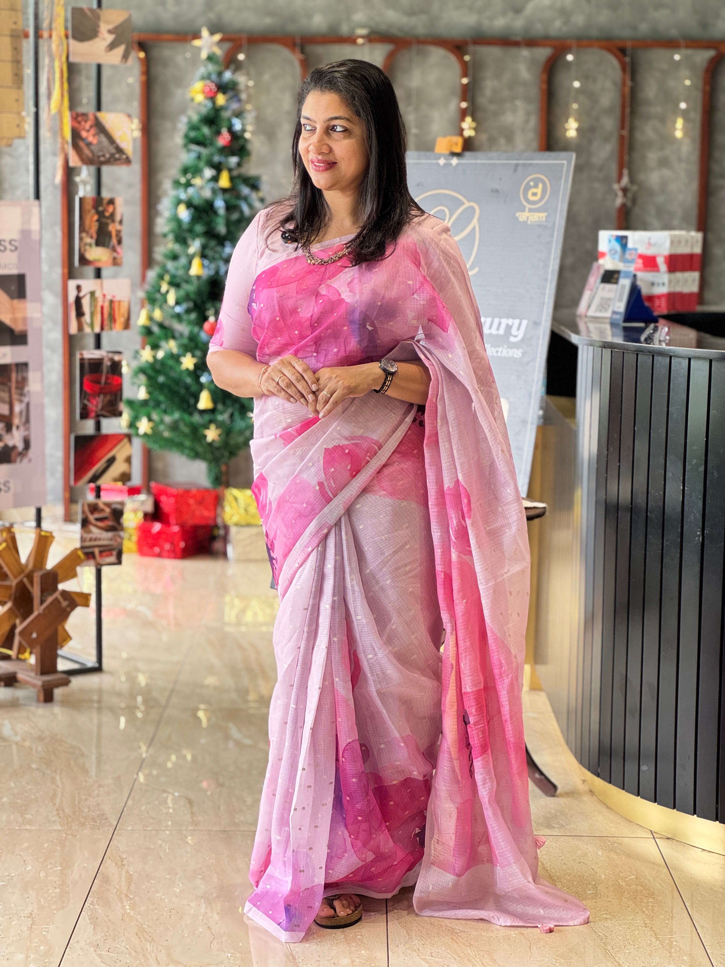 Floral Print With Banarasi Butta Detailed Silky Kota Saree | MR426