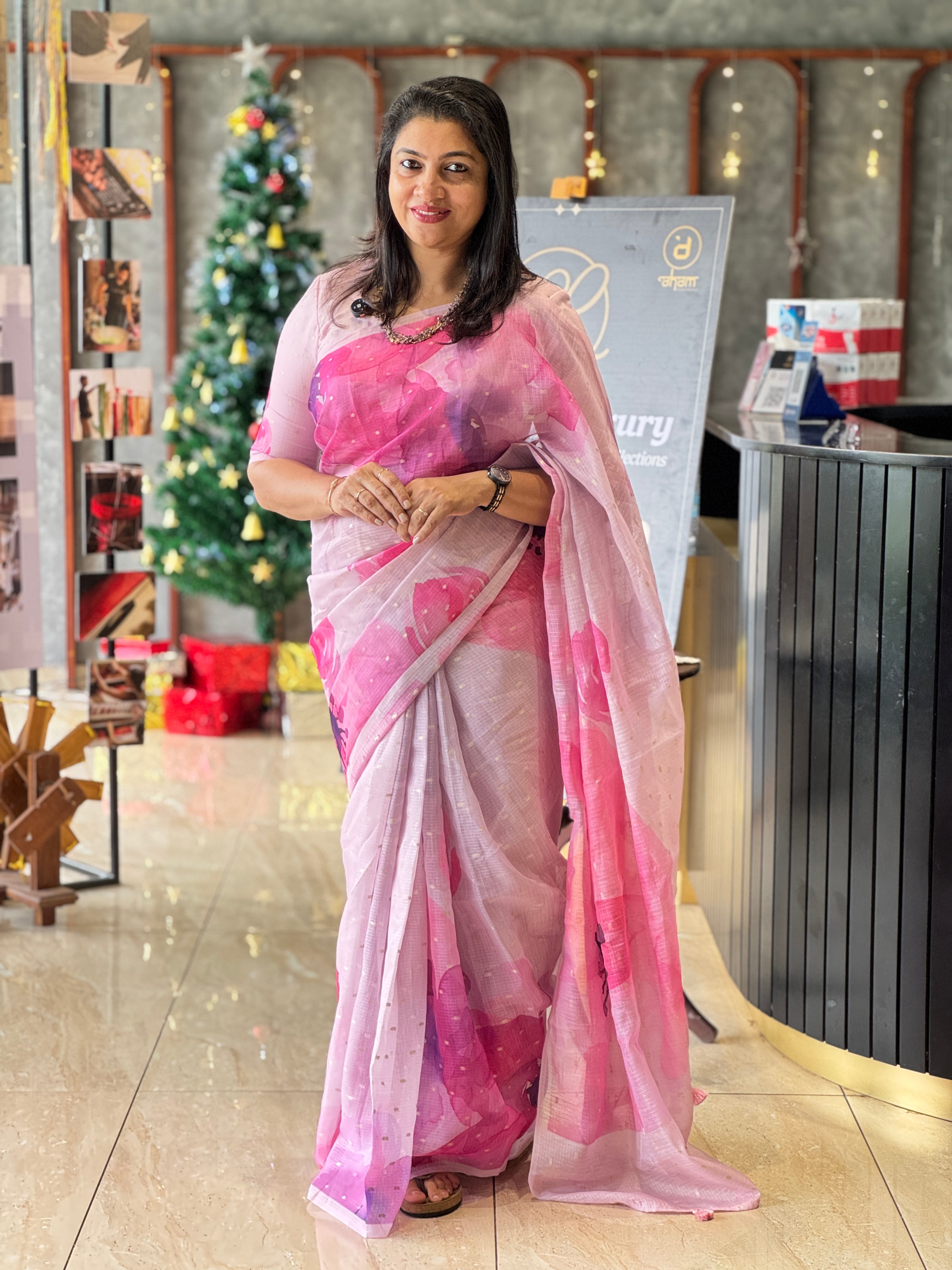 Floral Print With Banarasi Butta Detailed Silky Kota Saree | MR426