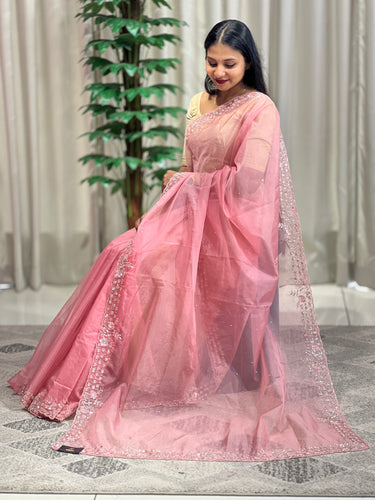 Cut Beads & Sequence Worked Organza Saree | SBP961
