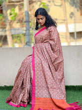 Screen Printed  Muga Tussar Saree | YNG146