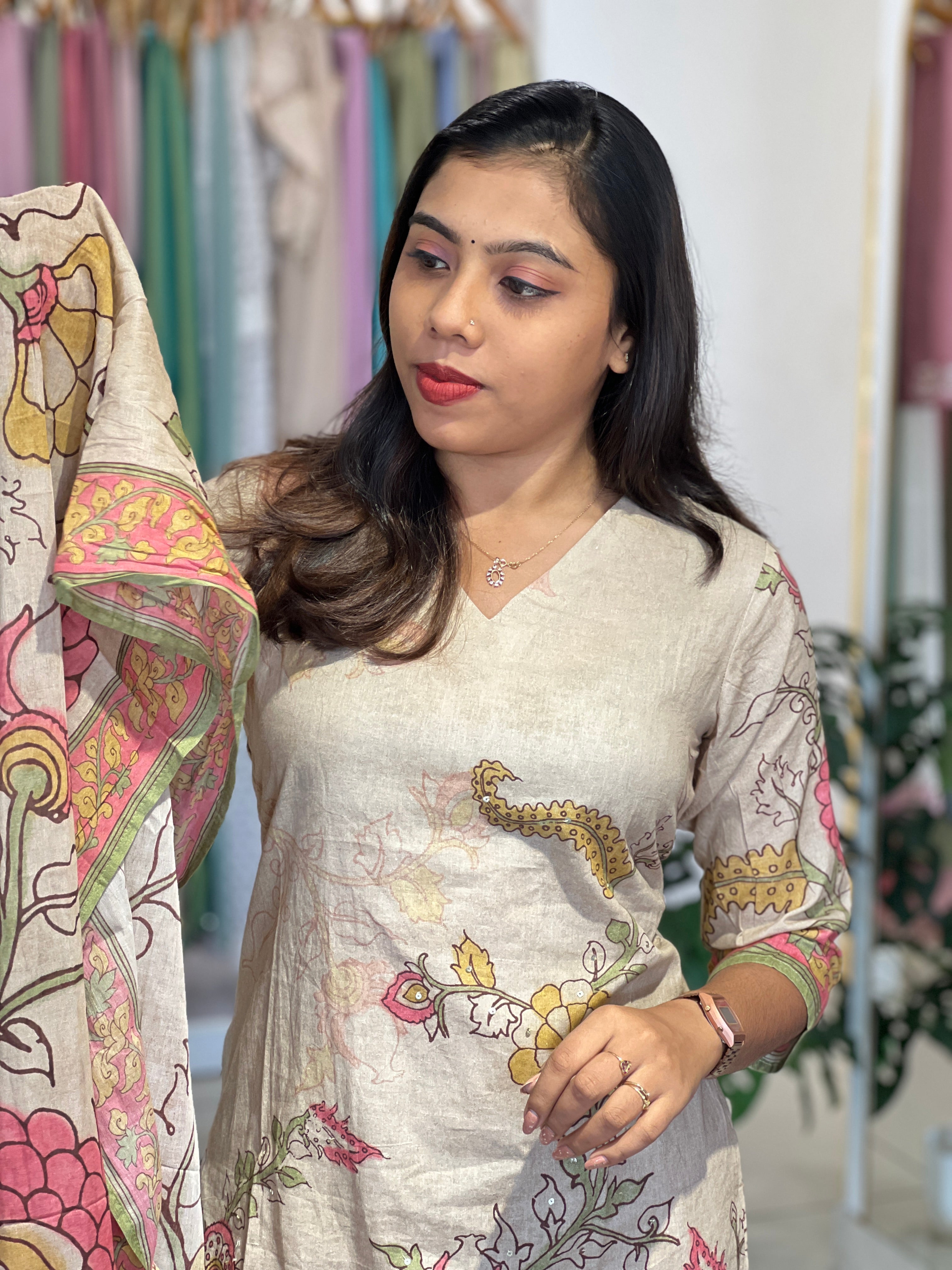 Floral Pattern Cotton Kurta Set |UNM150