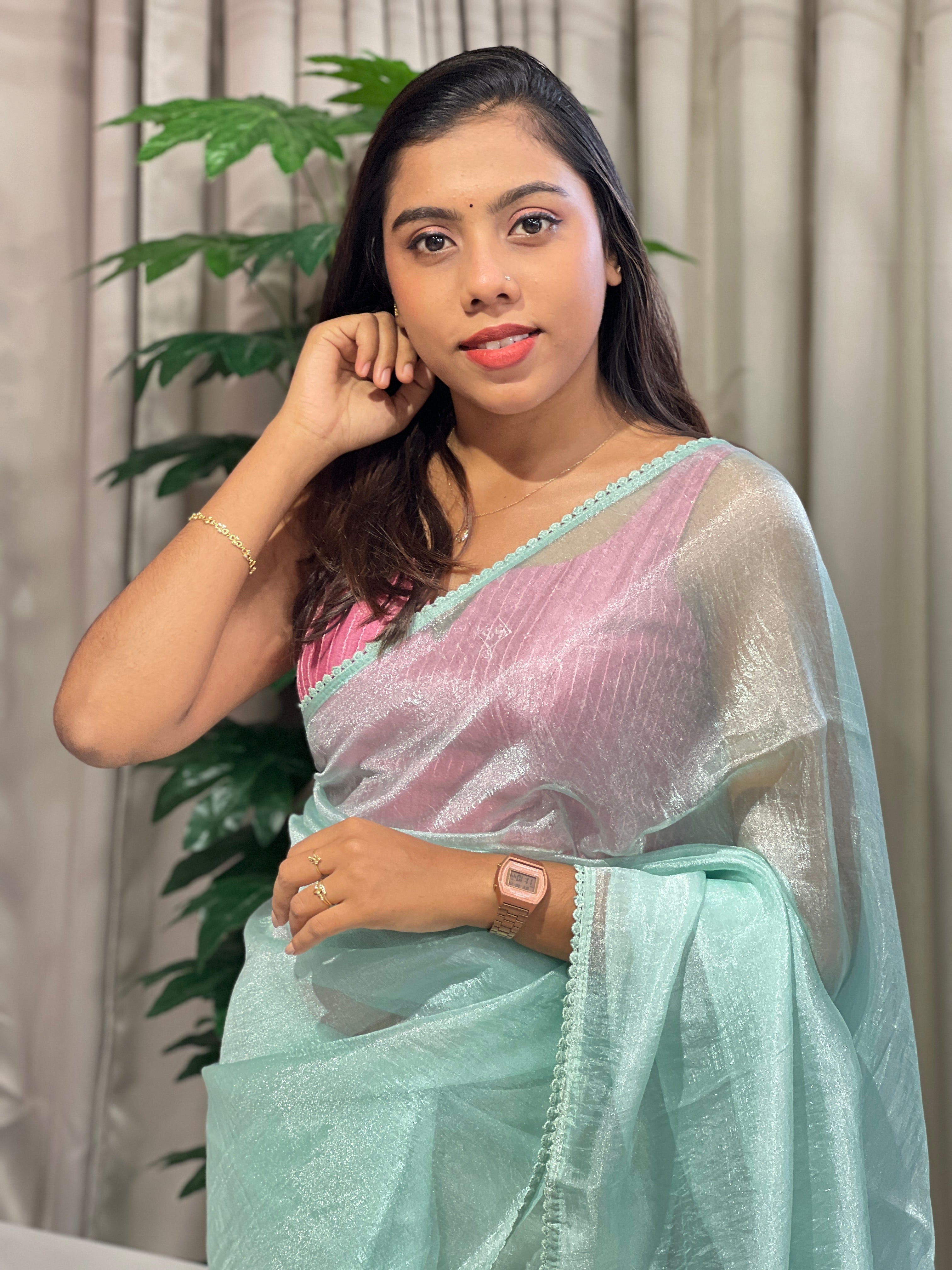 Patch Detailed Shimmer Organza Saree | BLD1513