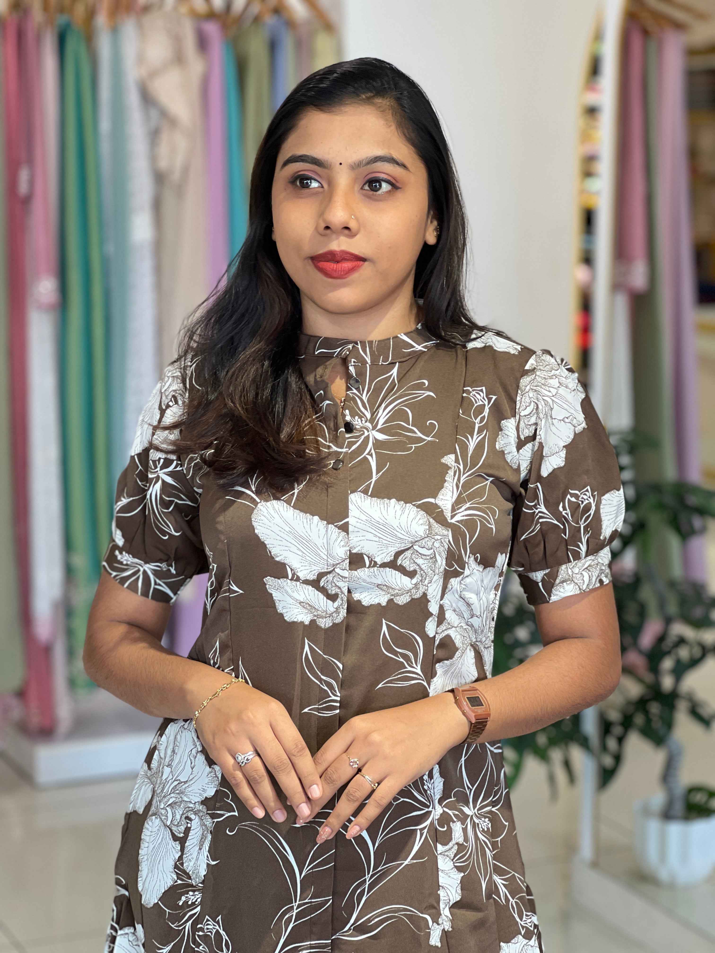 Floral Printed Crushed Rayon Kurta |UNM156