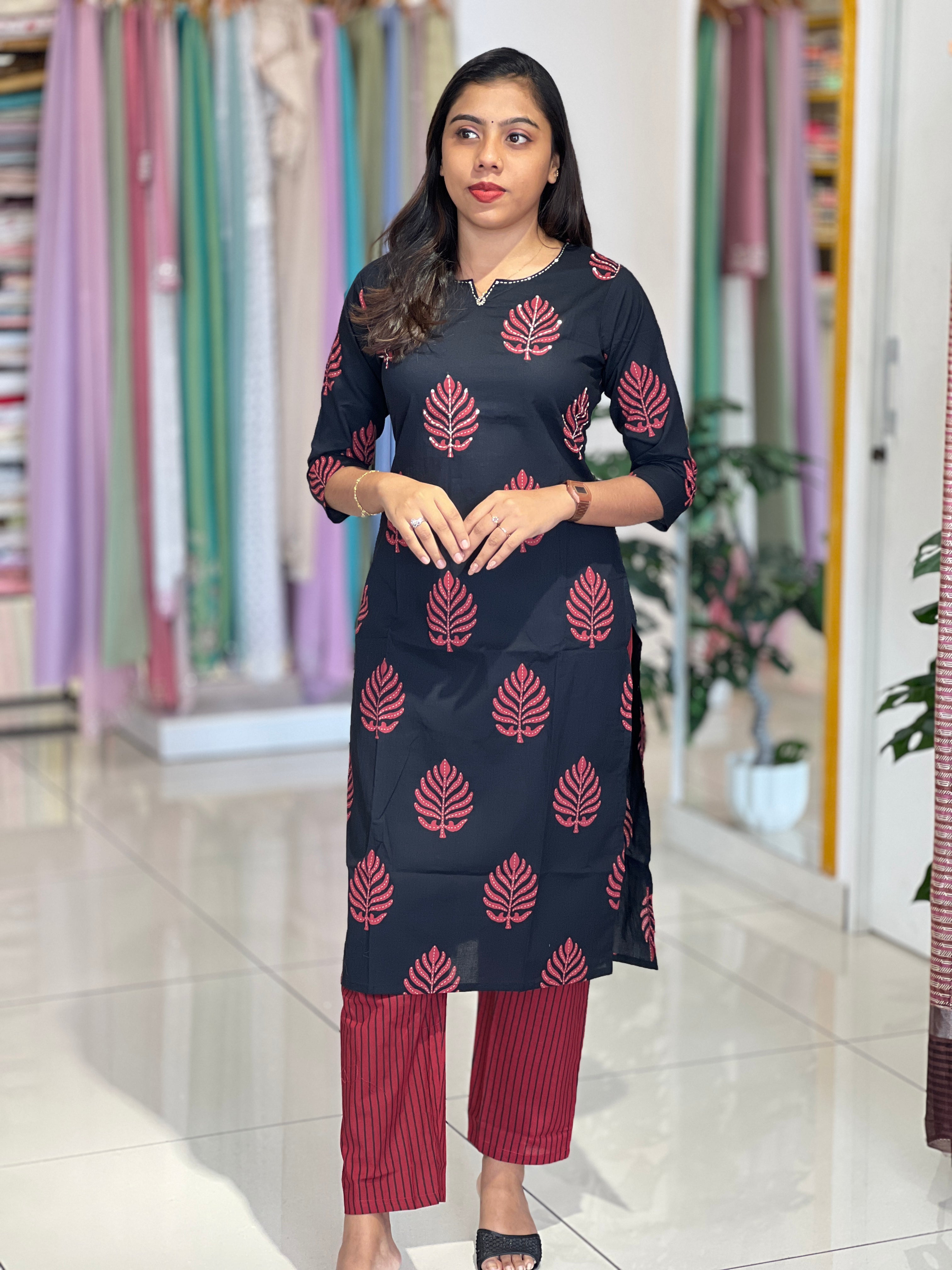 Printed Pattern Cotton Kurta Set | UNM127
