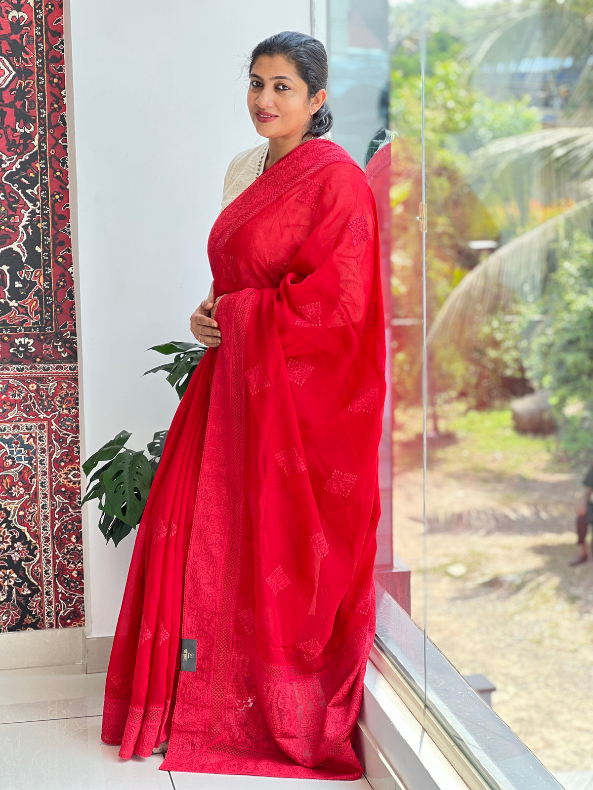 Lucknowi Embroidered Organza Saree | MM717
