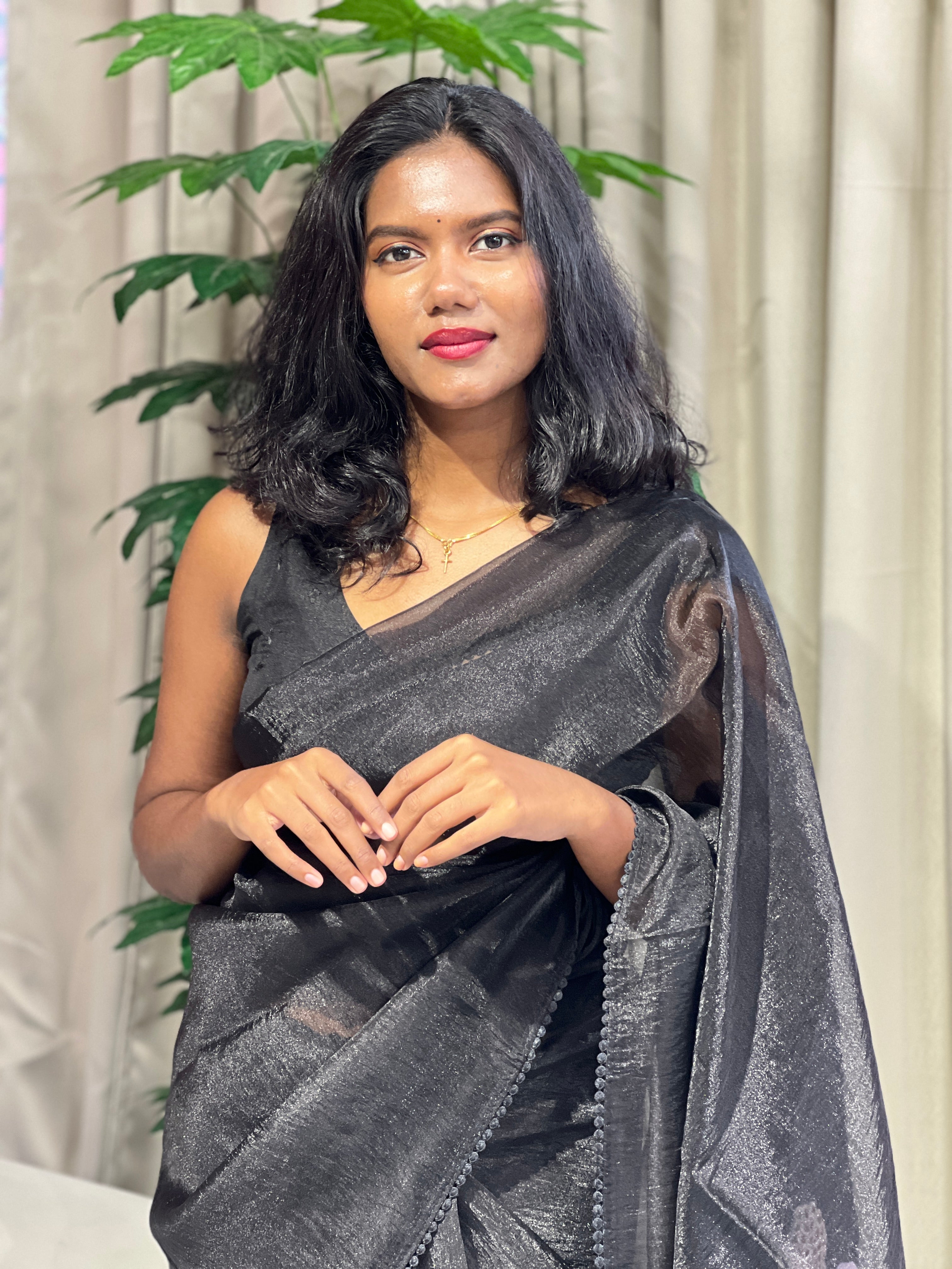 Patch Detailed Shimmer Organza Saree | BLD1512