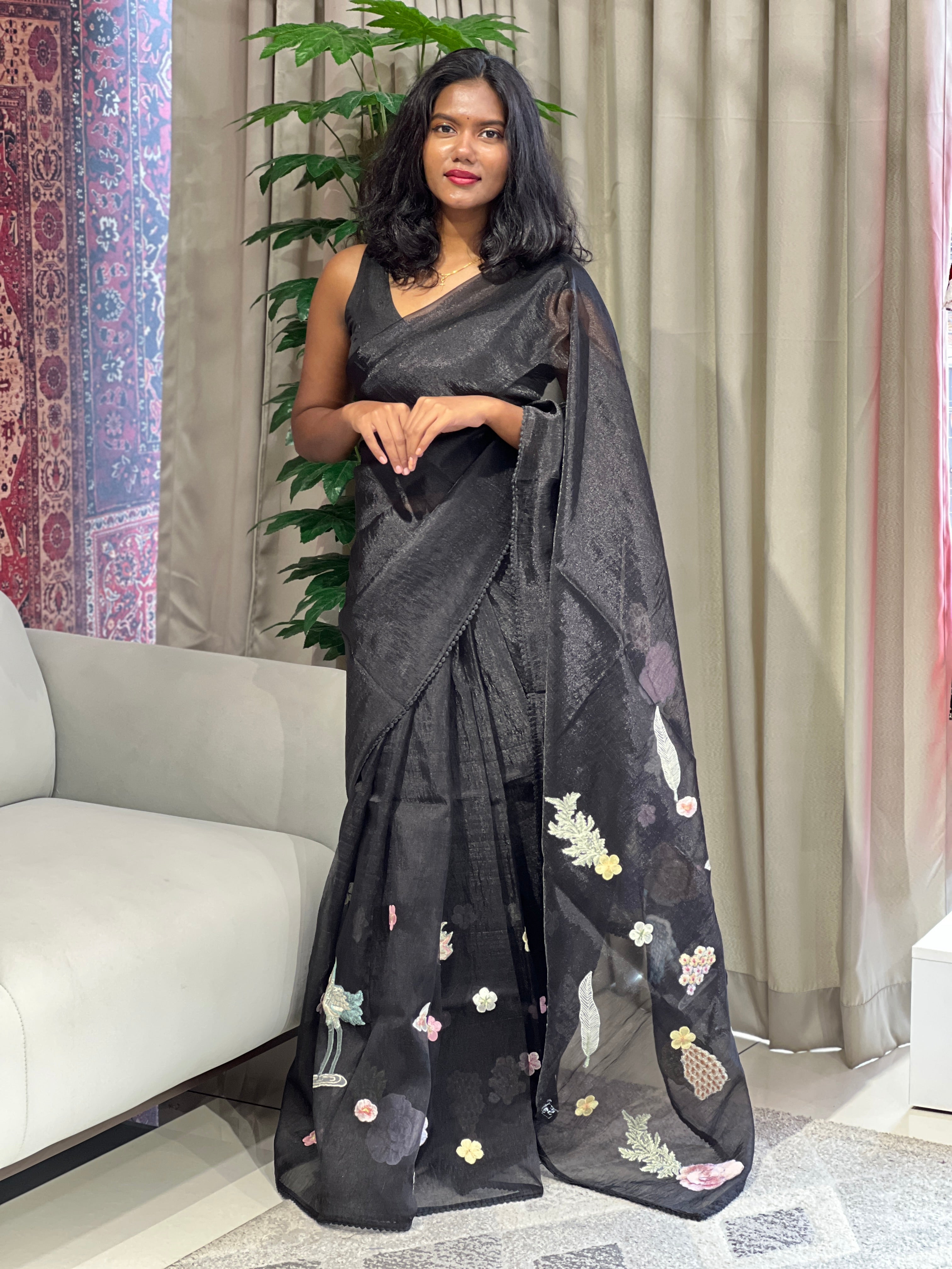 Patch Detailed Shimmer Organza Saree | BLD1512