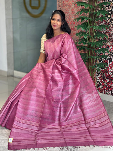 Self Weaving Geometric Patterned Tussar Saree | PNS206