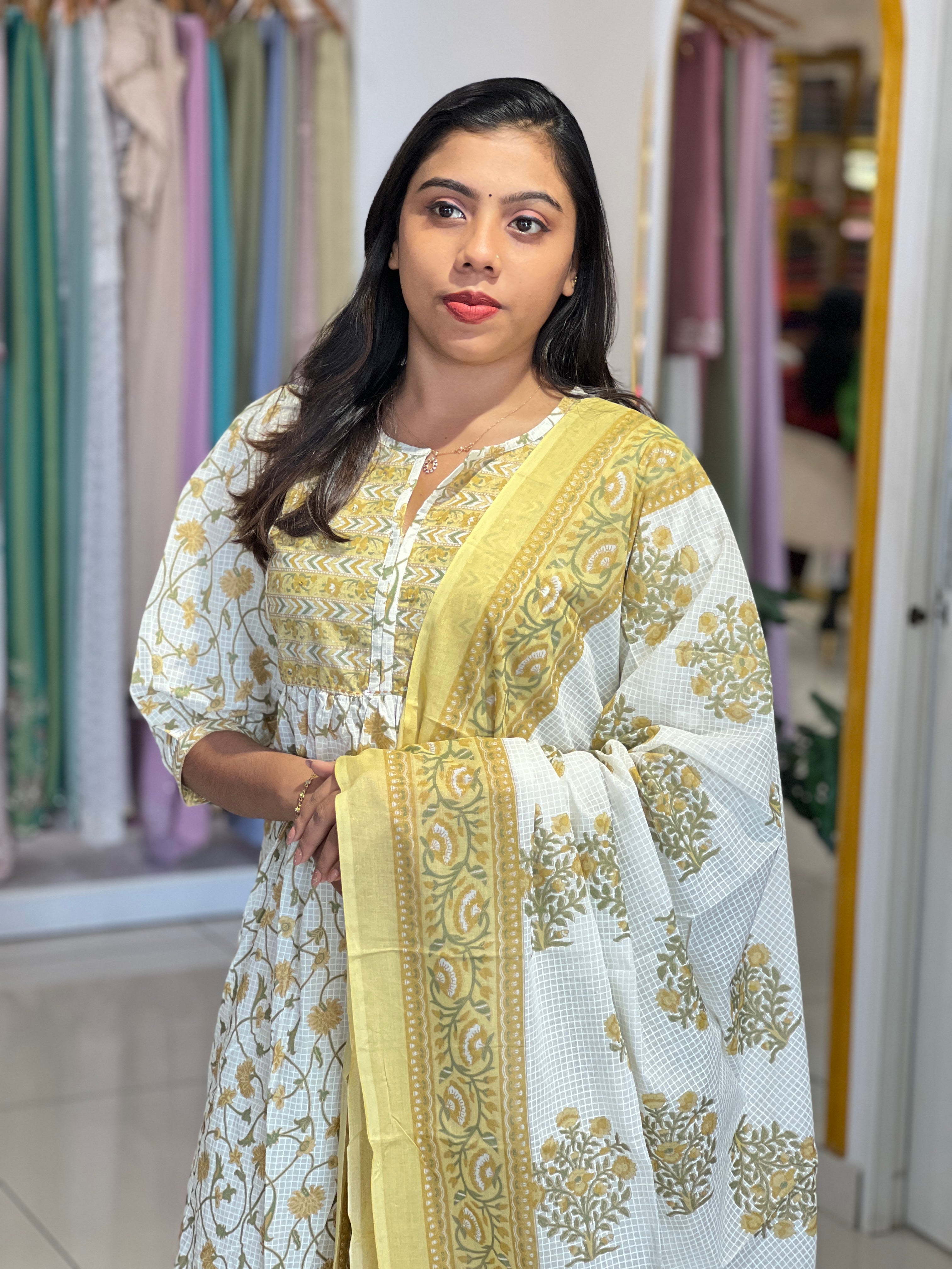 Foil Paint Detailed Cotton Kurta Set | UNM147