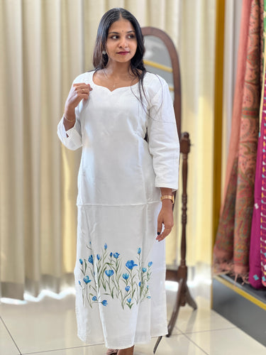 Hand Painted Floral Pattern Organza Kurta | DNT160
