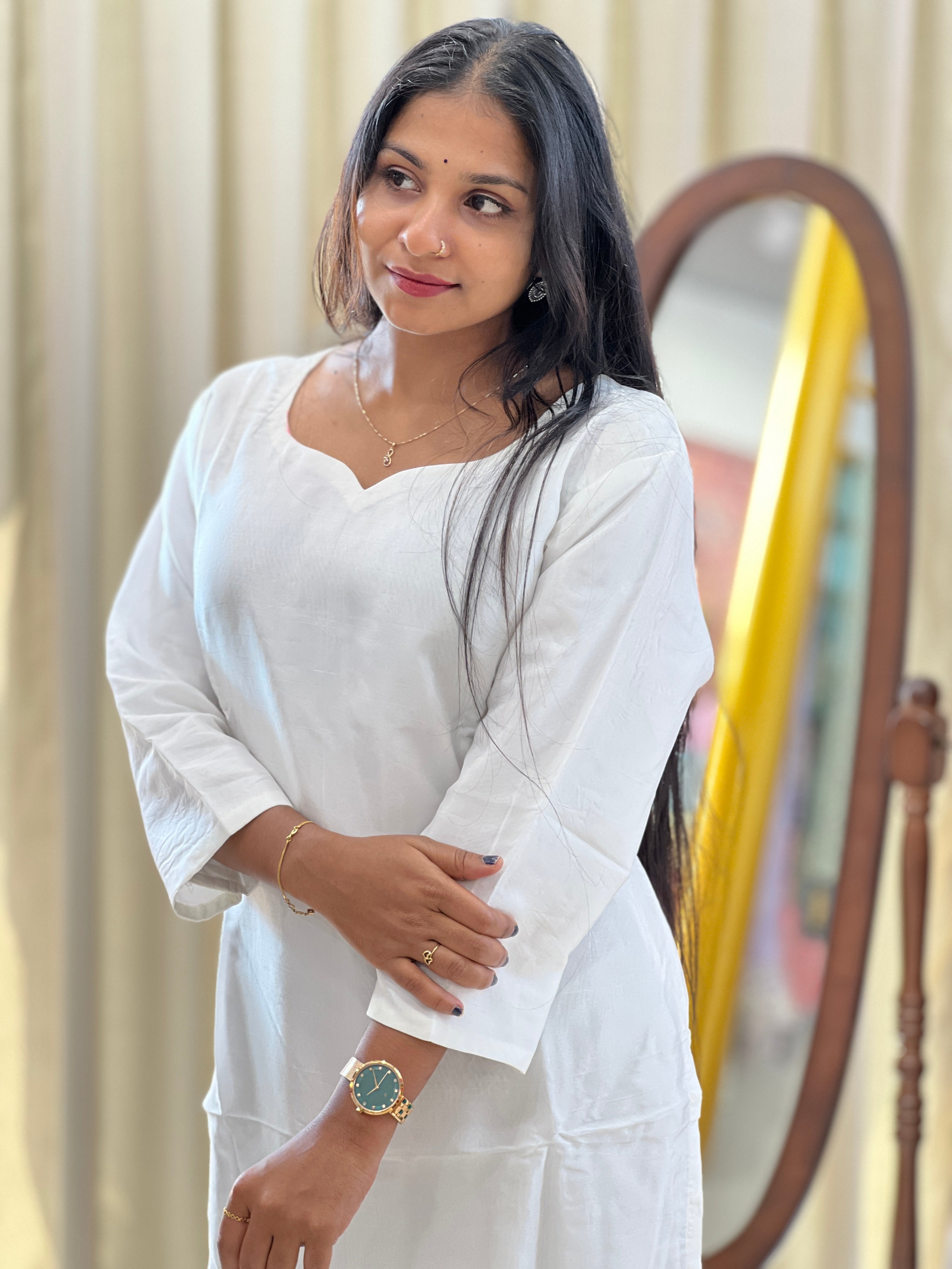 Hand Painted Floral Pattern Organza Kurta | DNT160