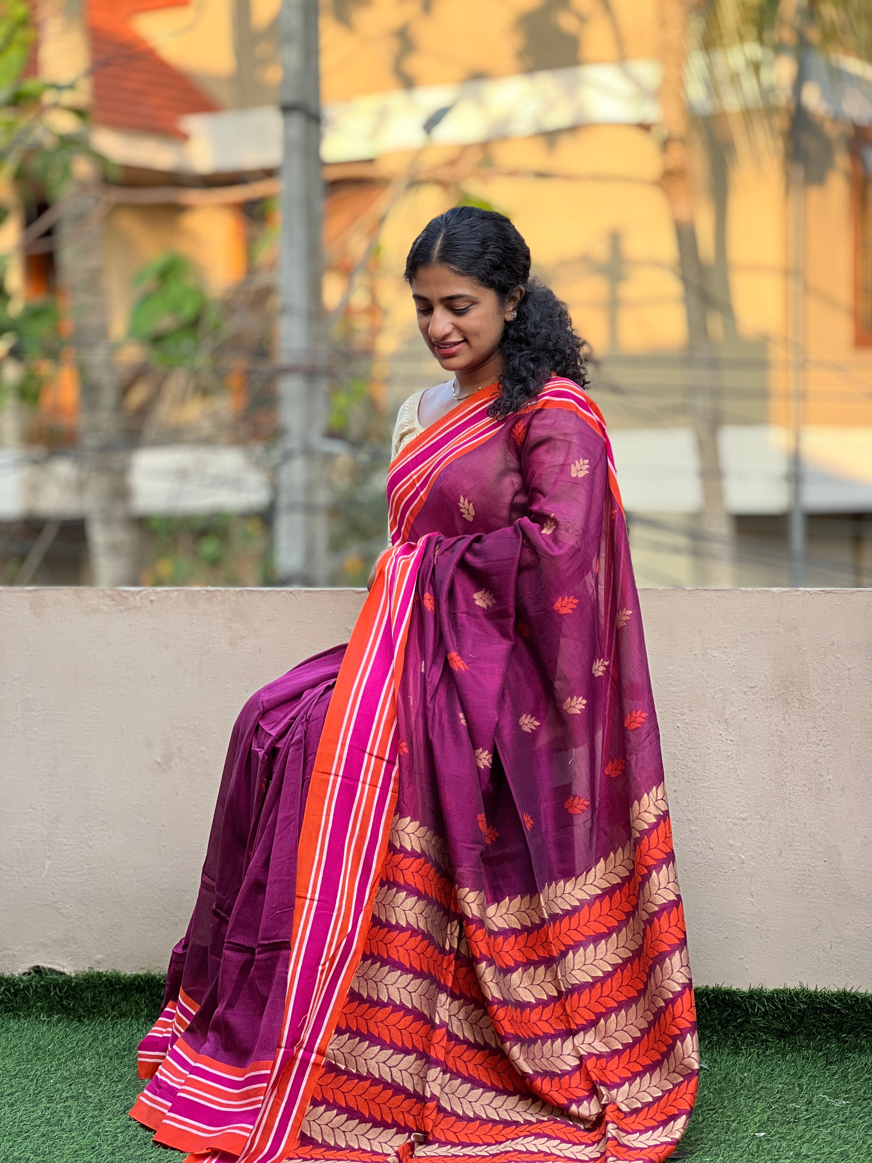 Thread Woven Buta Detailed Balussery Cotton Saree | AB228