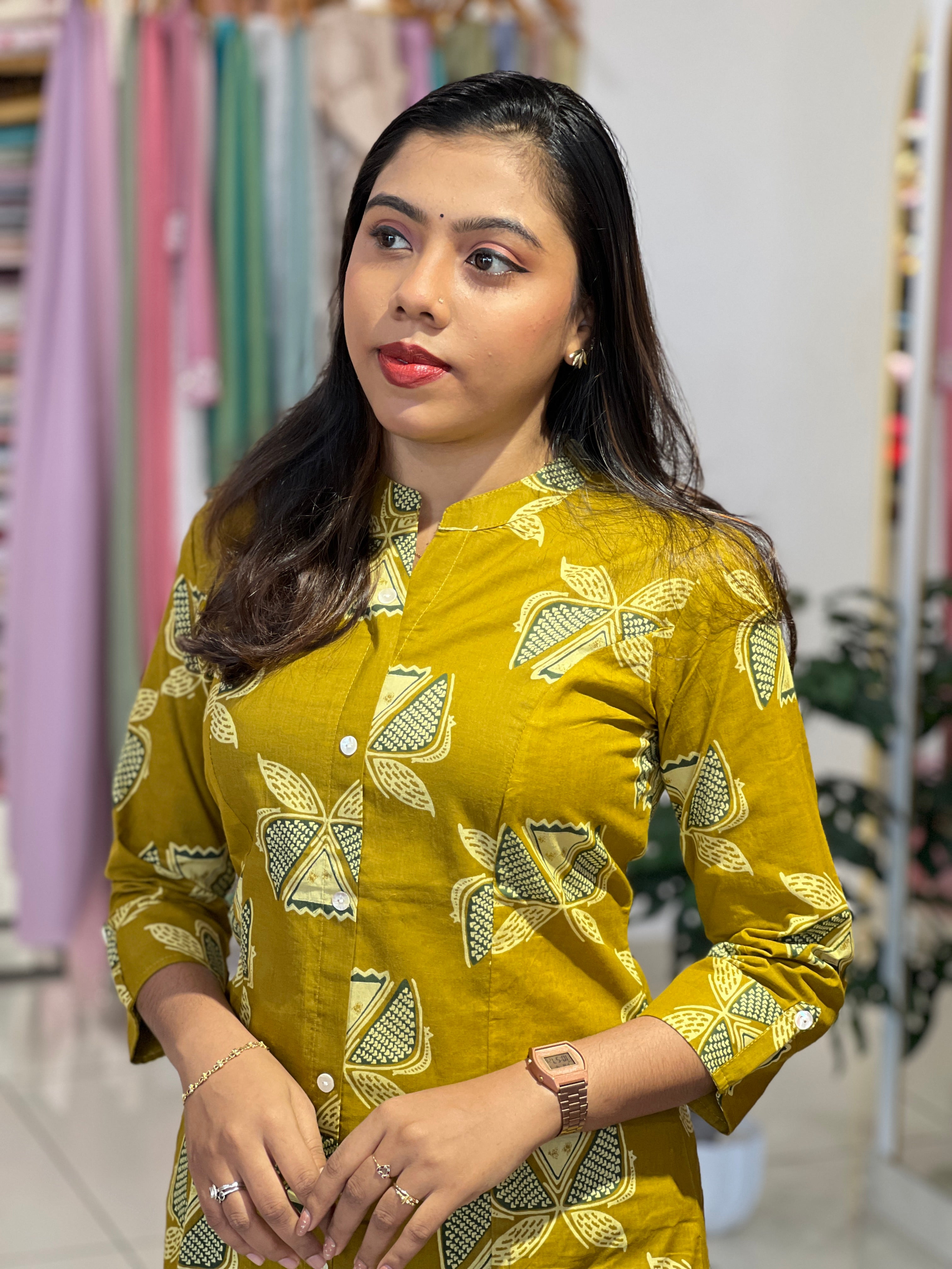 Floral Printed Cotton Kurta |OMF160