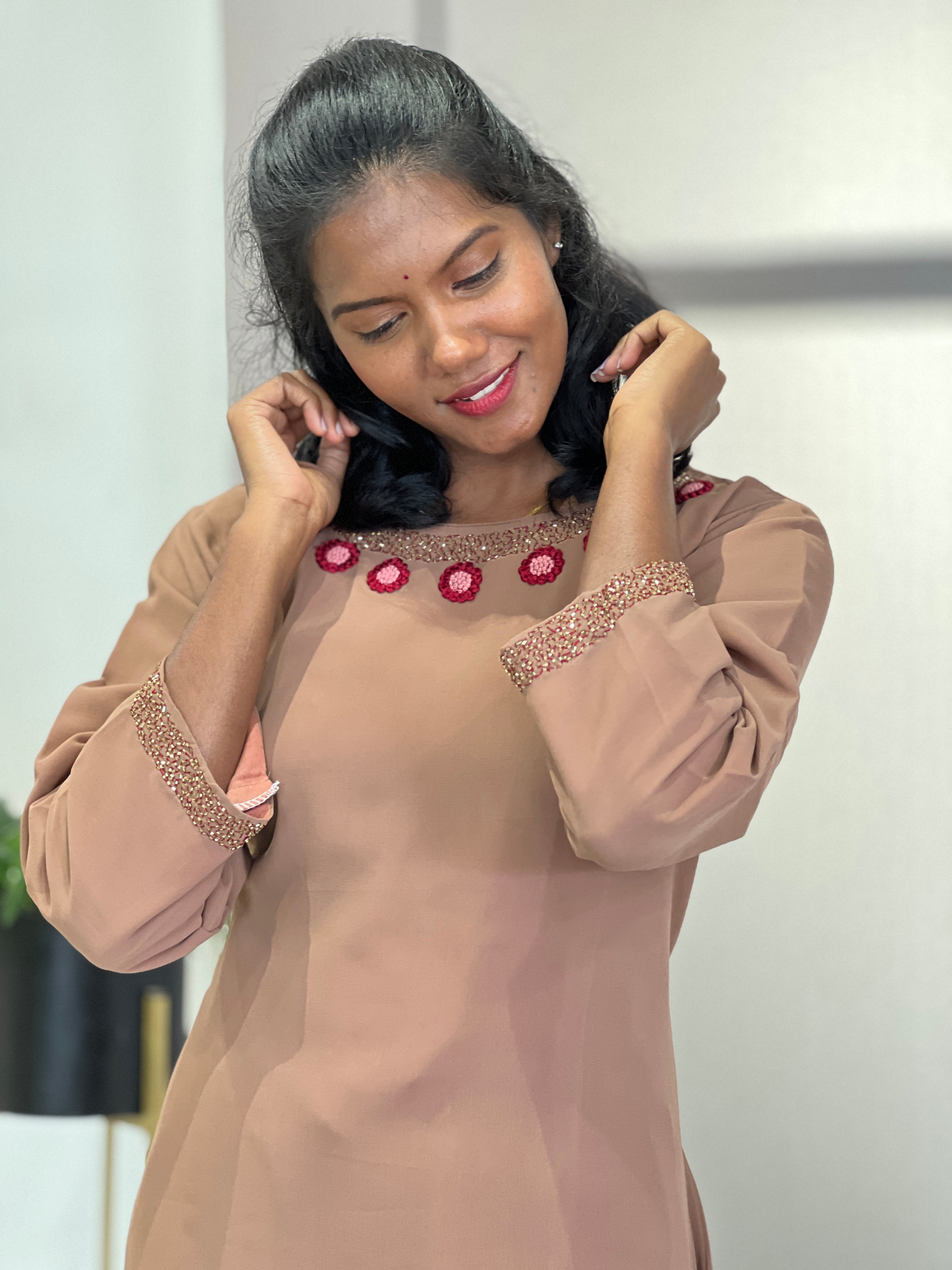 Embroidery Yoke Detailed Georgette Kurta | NI132