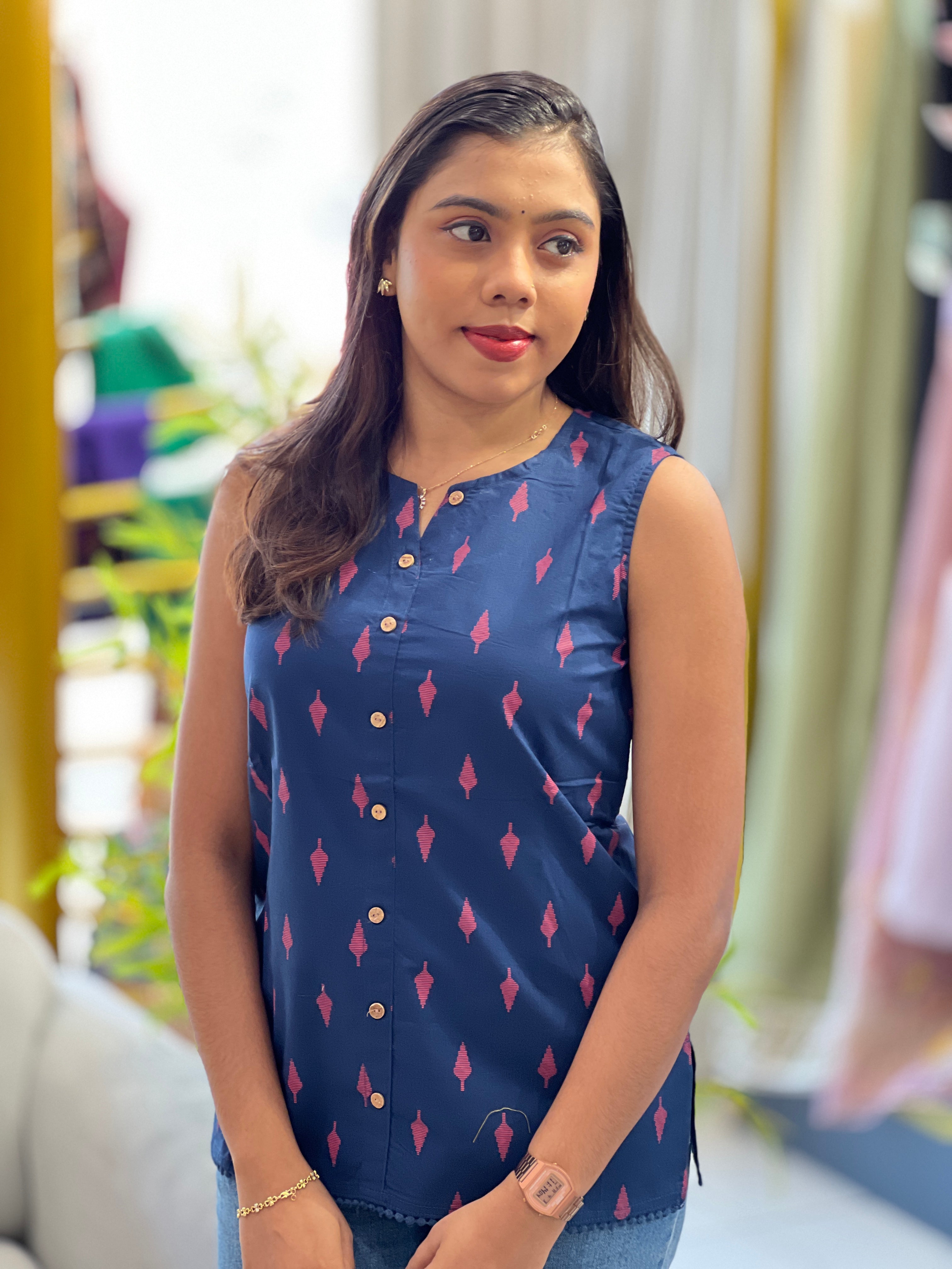 Tiny Buta Printed Cotton Short Kurta |OMF173