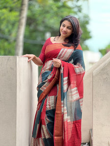 Hand Block Printed Chanderi Silk Saree | RGD196