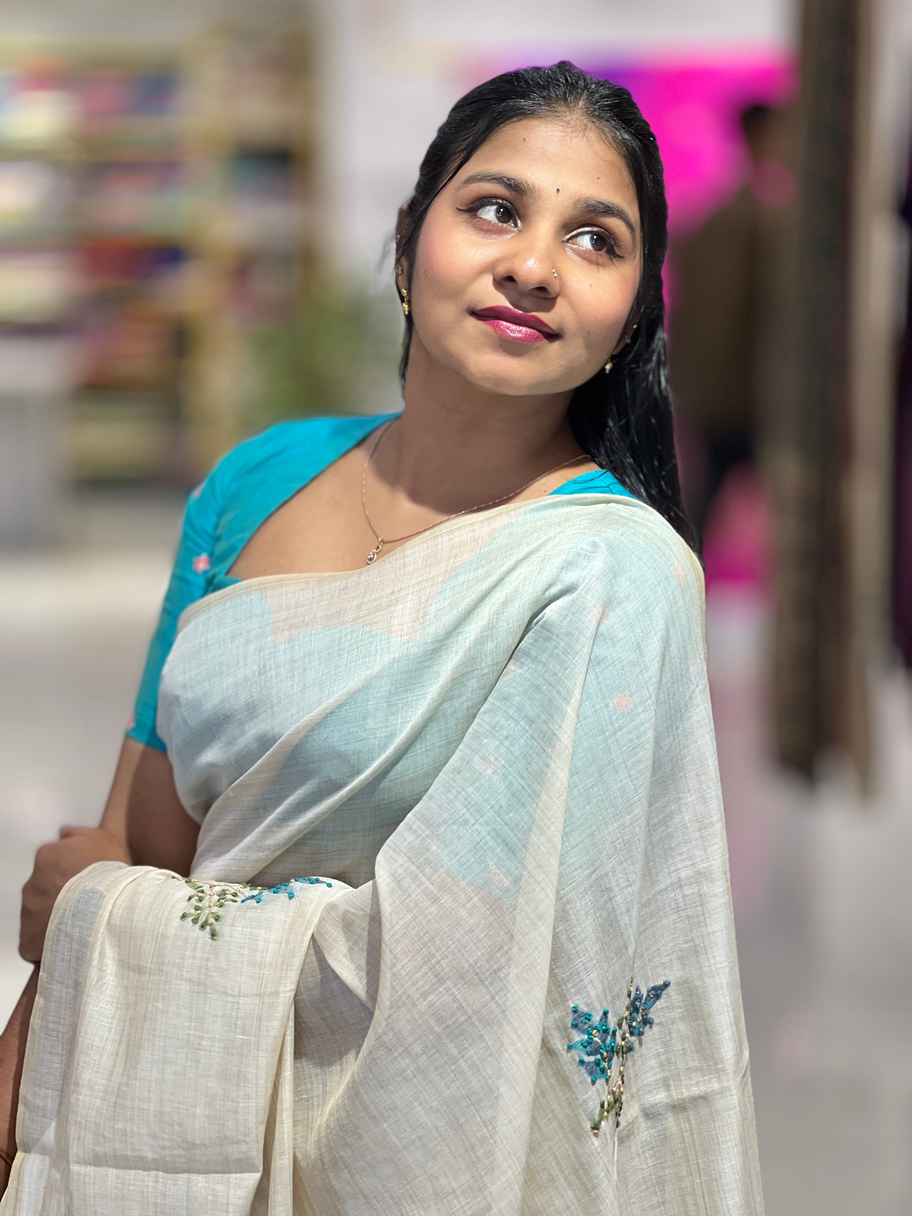 Jamdani Woven Semi Chanderi Saree | BLD1570