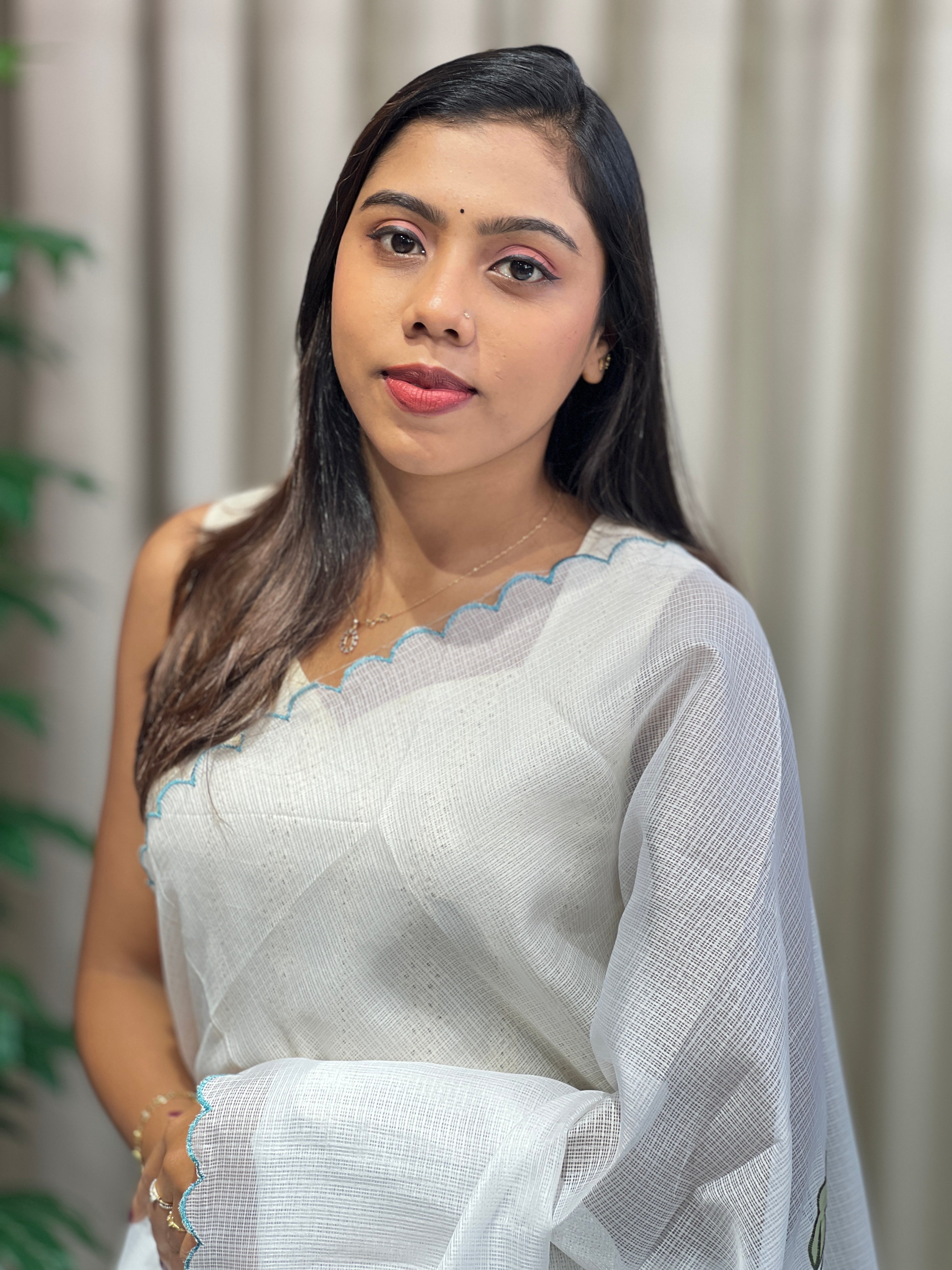 Floral Applique Detailed Silky Kota Saree | HT353