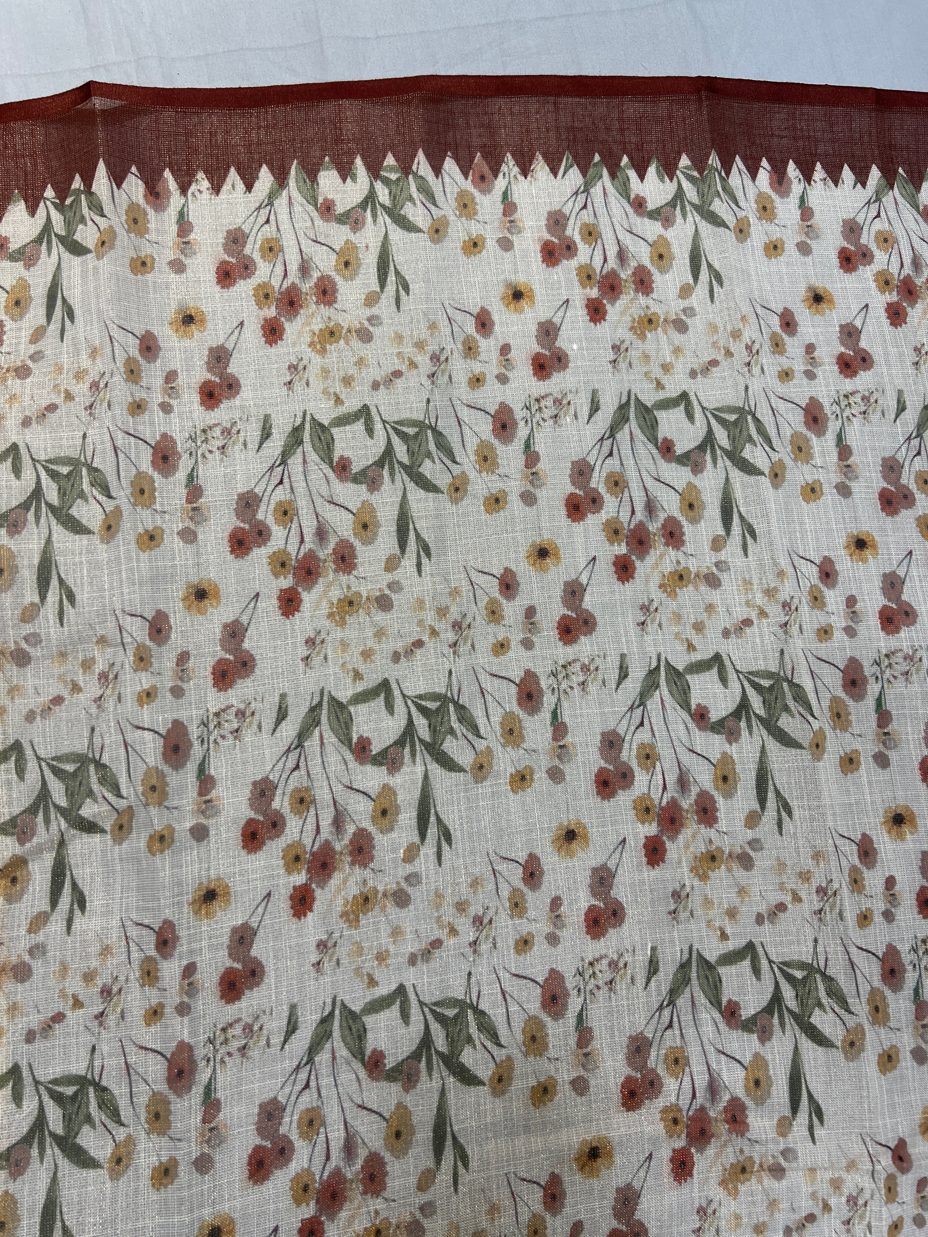 Embroidery Detailed Tissue Linen Saree | BLD1541