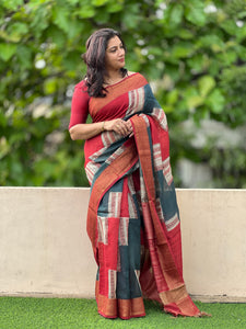 Hand Block Printed Chanderi Silk Saree | RGD196