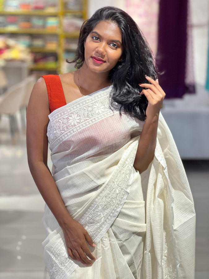 Machine Embroidered Supernet Kota Saree | MR164
