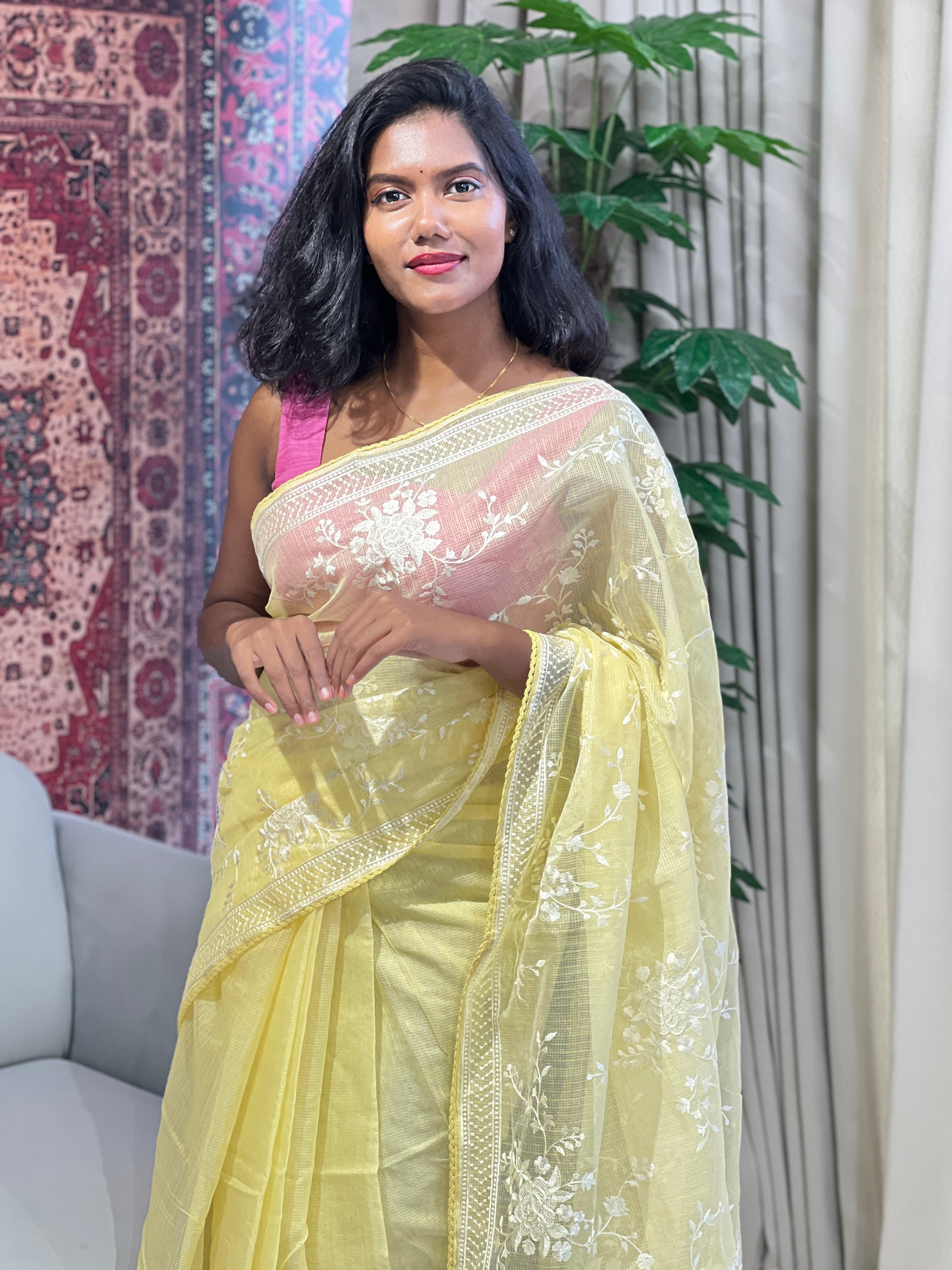 Machine Embroidery Detailed Silky Kota Saree | BLD1560