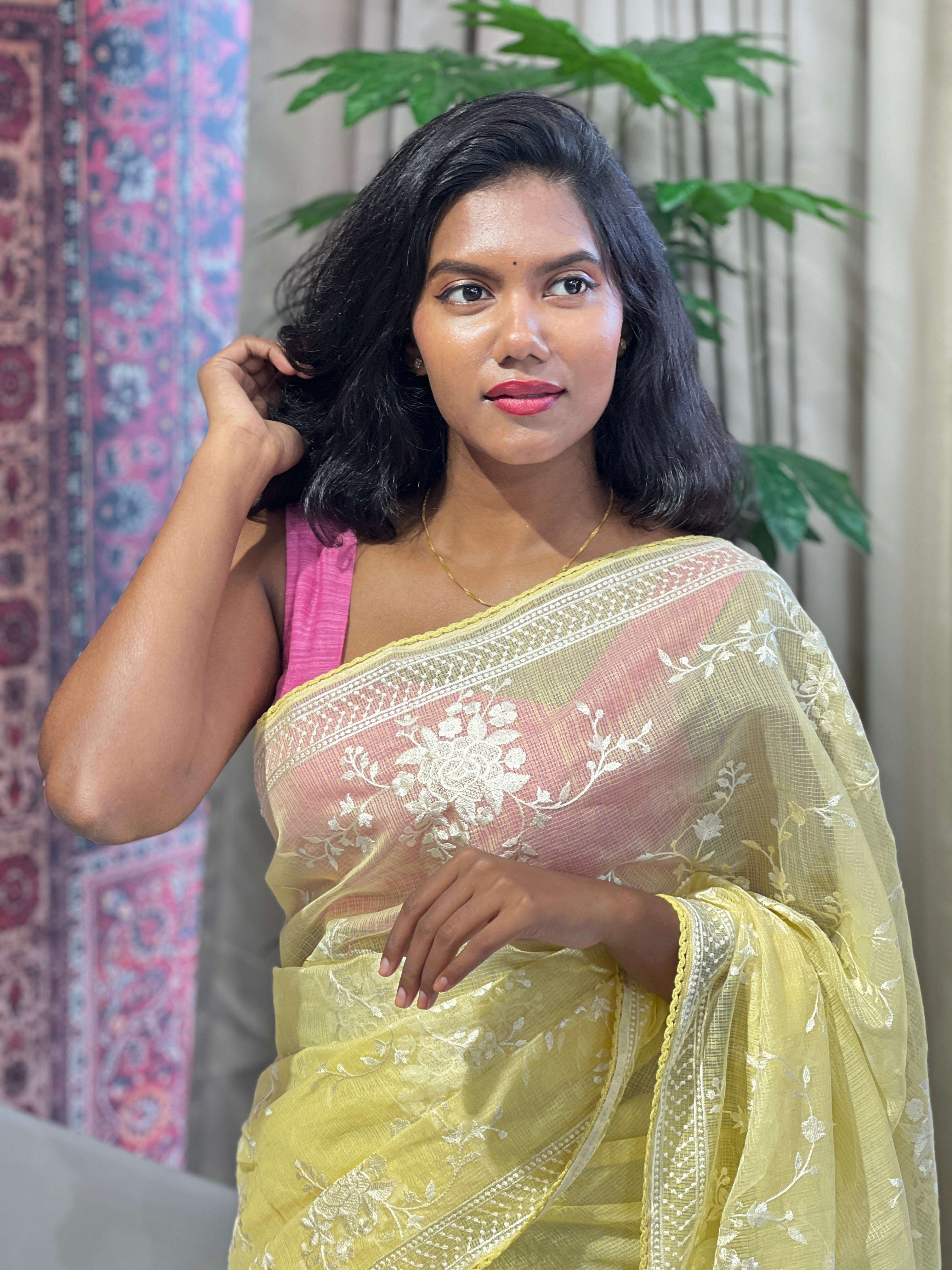 Machine Embroidery Detailed Silky Kota Saree | BLD1560