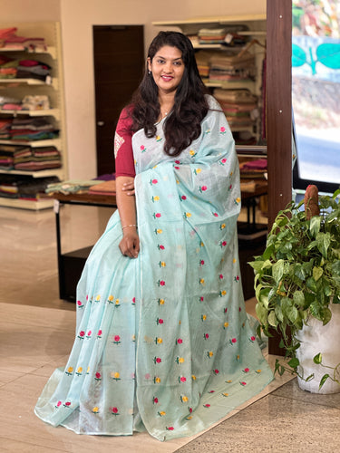 Floral Embroidered Check Kota Saree | NHH366