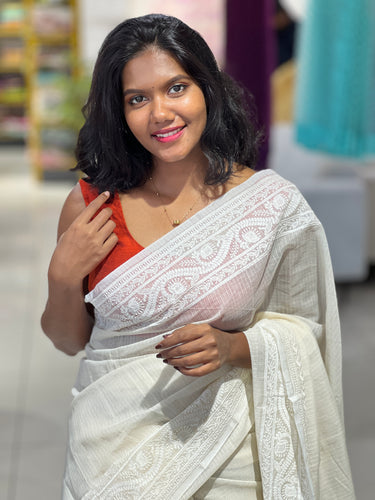 Machine Embroidered Supernet Kota Saree | MR163