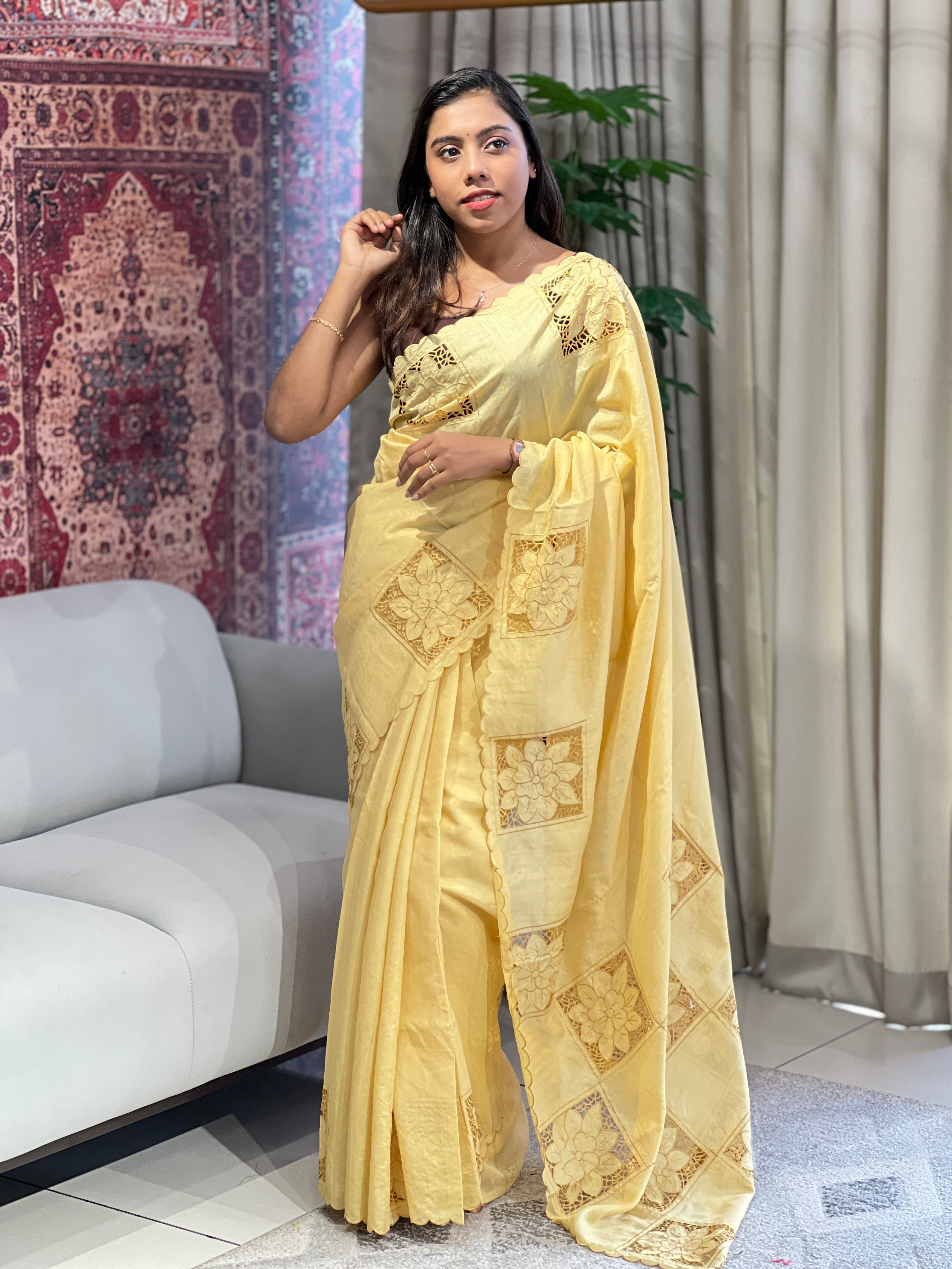 Cutwork Detailed Semi Tussar Saree | BLD1545