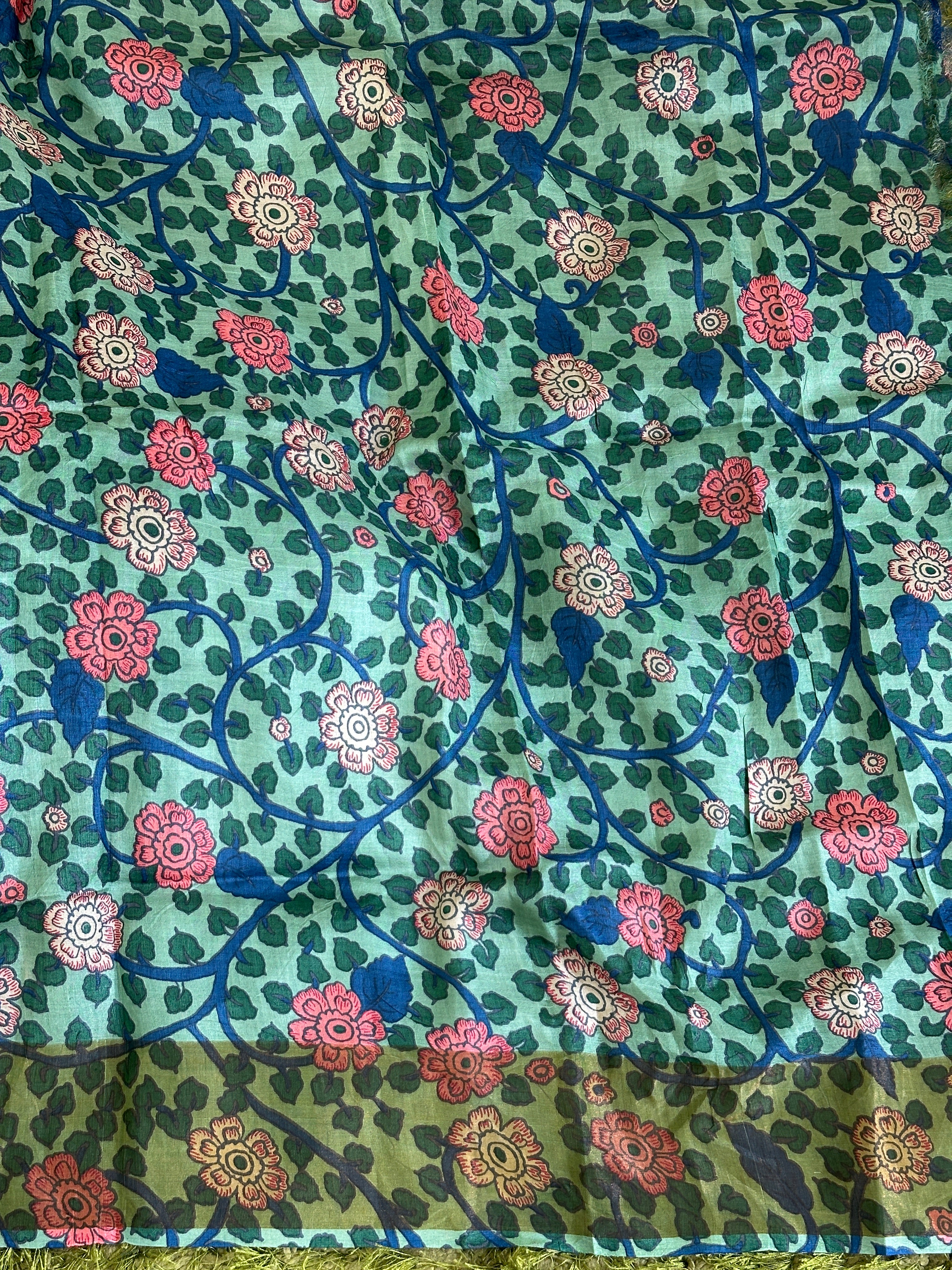 Discharge With Kalamkari Printed Pure Tussar Saree | AYD193