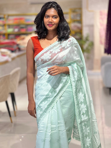 Honeycomb Detailed Border Tussar Finish Saree | SUN447