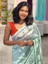 Honeycomb Detailed Border Tussar Finish Saree | SUN447