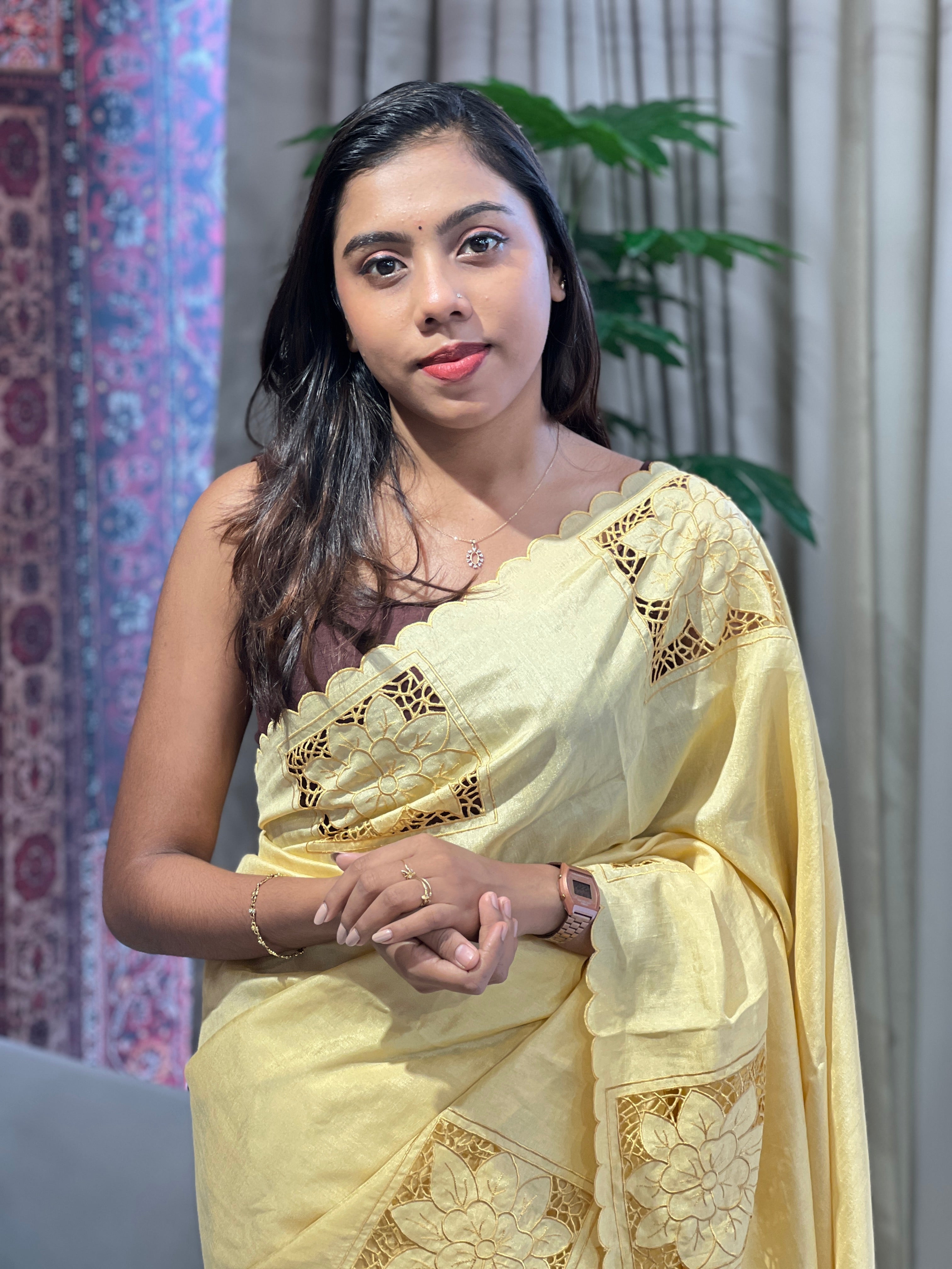 Cutwork Detailed Semi Tussar Saree | BLD1545