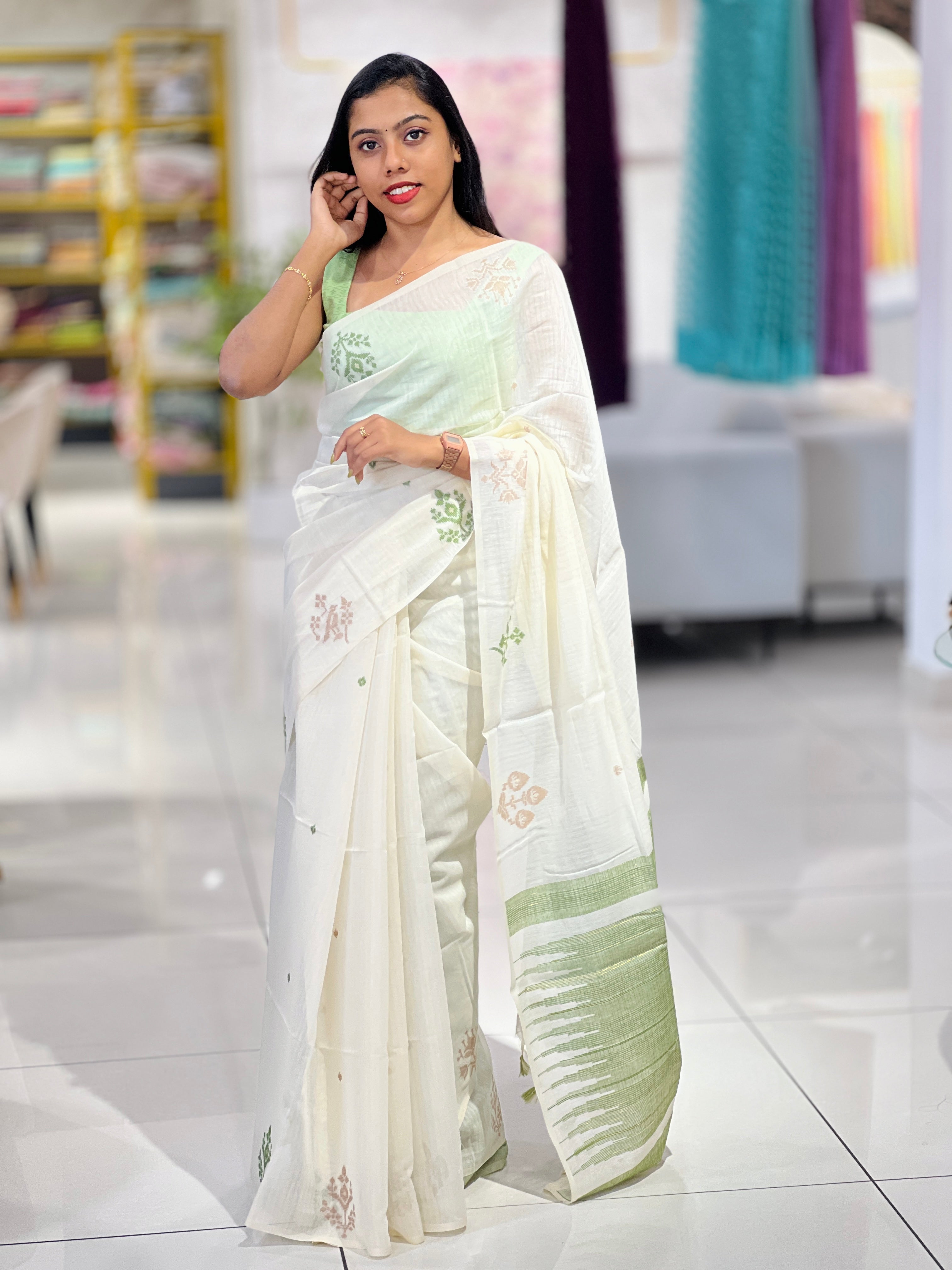 Butta Weaving Jamdani  Saree | SSN225