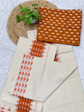 Block Print Detailed Kerala Cotton Set Mundu | GAT369