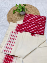 Block Print Detailed Kerala Cotton Set Mundu | GAT370
