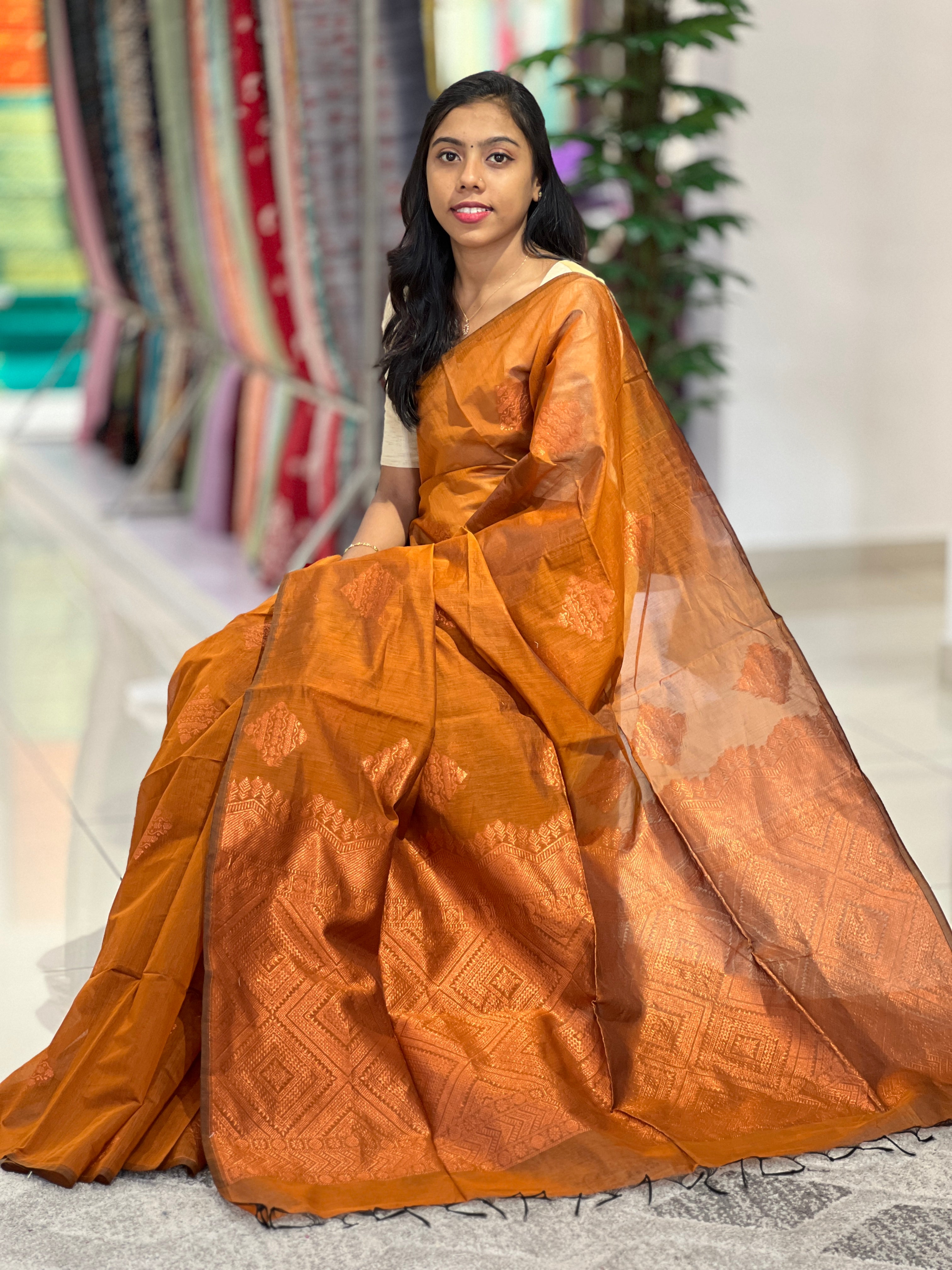 Zari Woven Diamond Detailed Semi Silk Sarees | KRK150