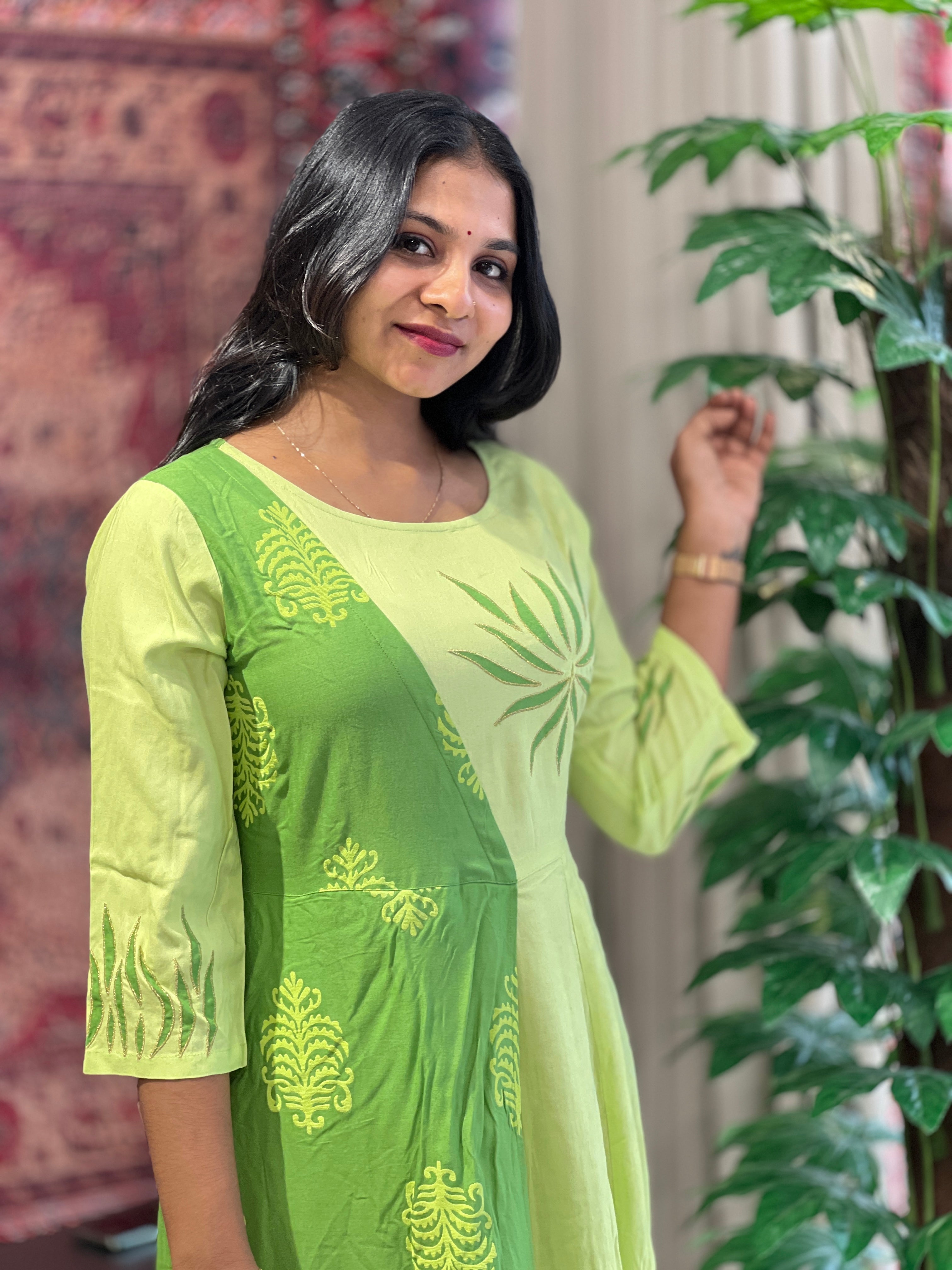 Block Printed Rayon Kurta | AHD1806