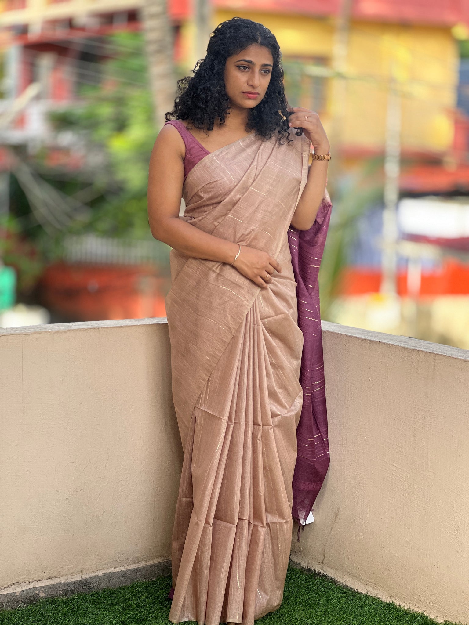 Organic Tissue Linen Saree in Grey with Hand Embroidery – PattuChela