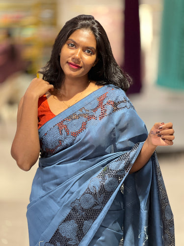 Cutwork Detailed Semi Tussar Saree | SUN411