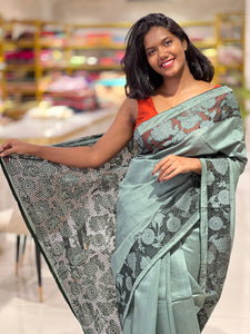 Cutwork Detailed Semi Tussar Saree | SUN412