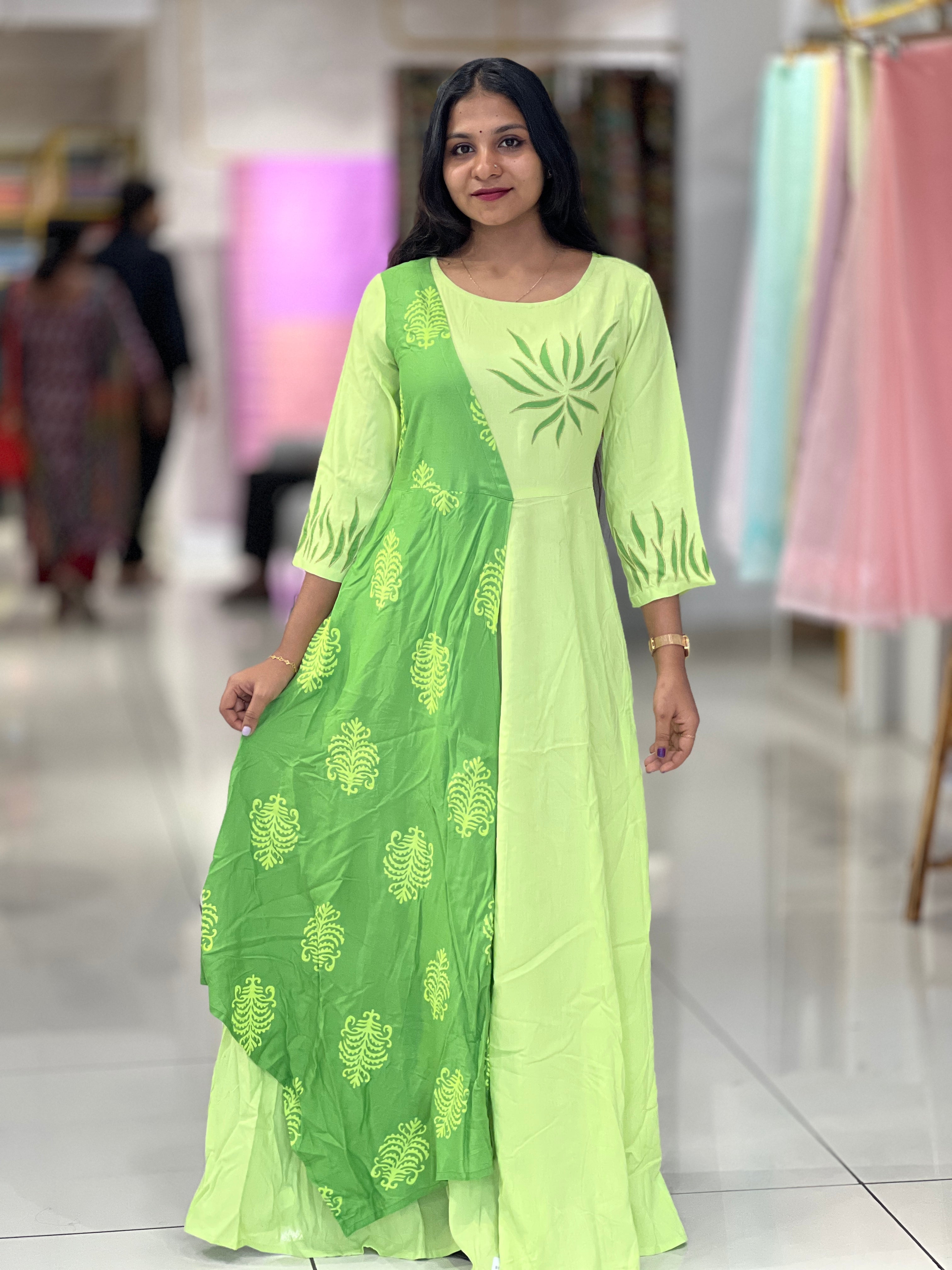 Block Printed Rayon Kurta | AHD1806