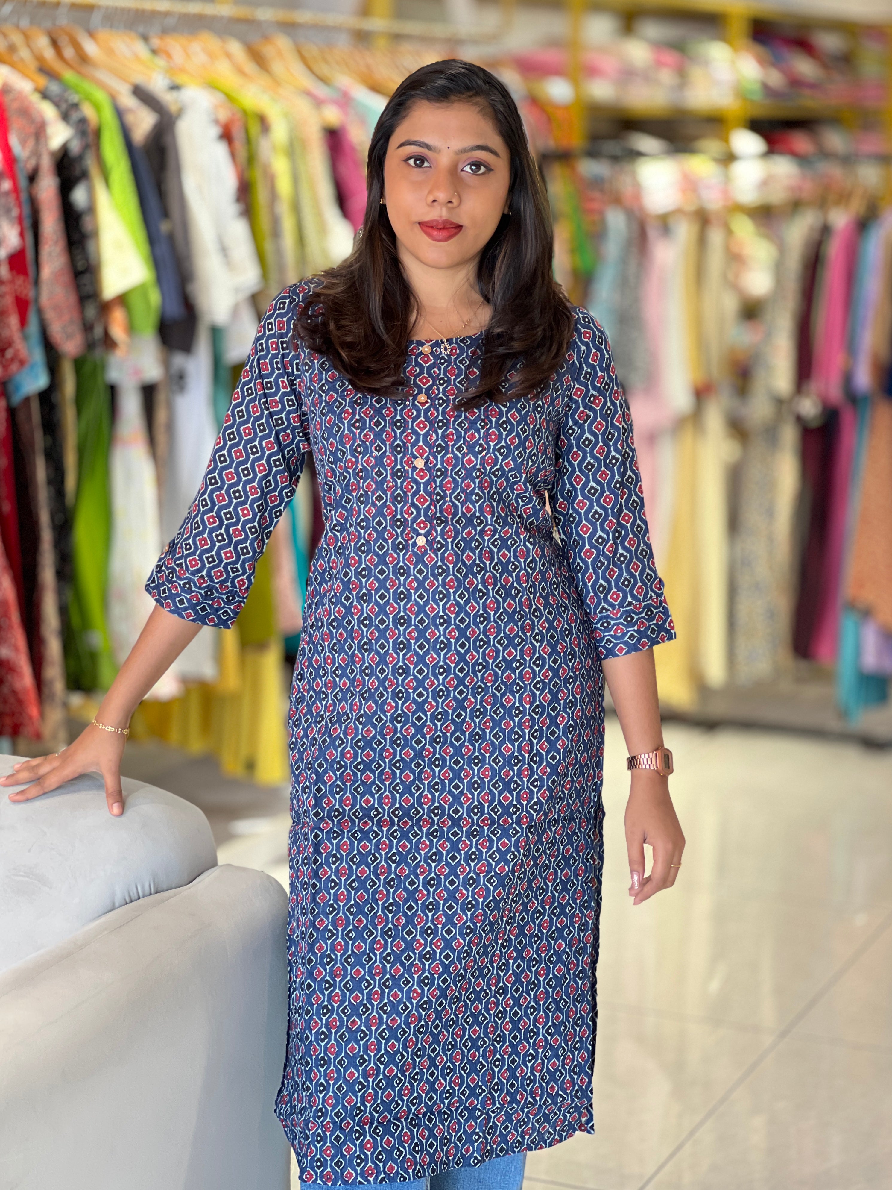 Printed Cotton Kurta | OMF145