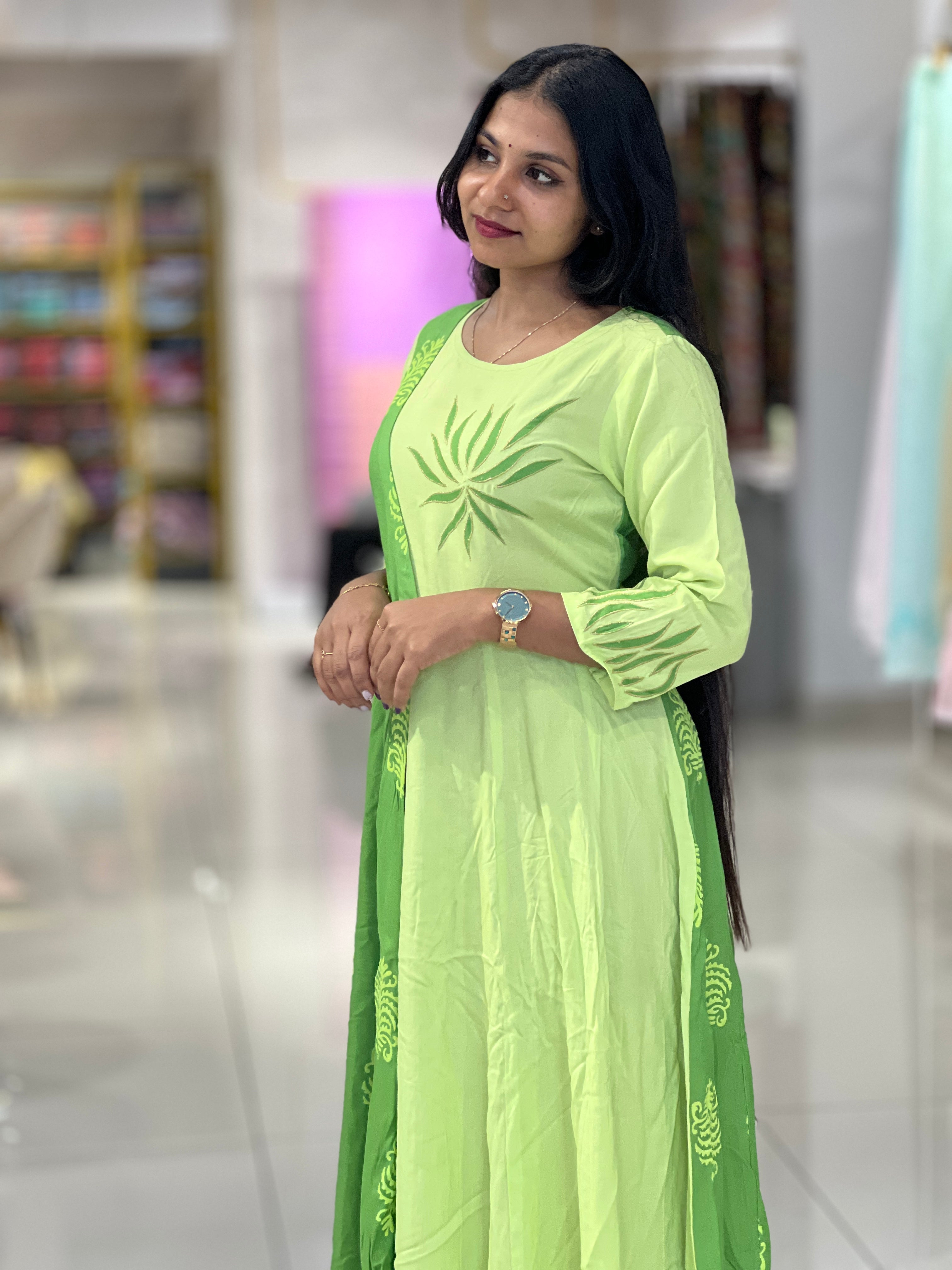 Block Printed Rayon Kurta | AHD1806